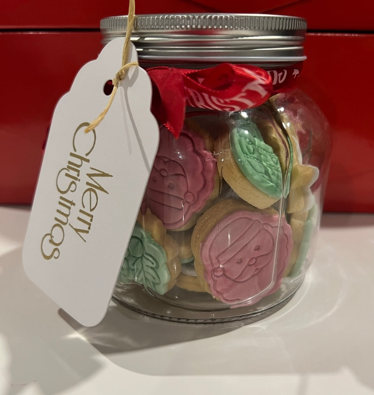Christmas mini cookies in a jar